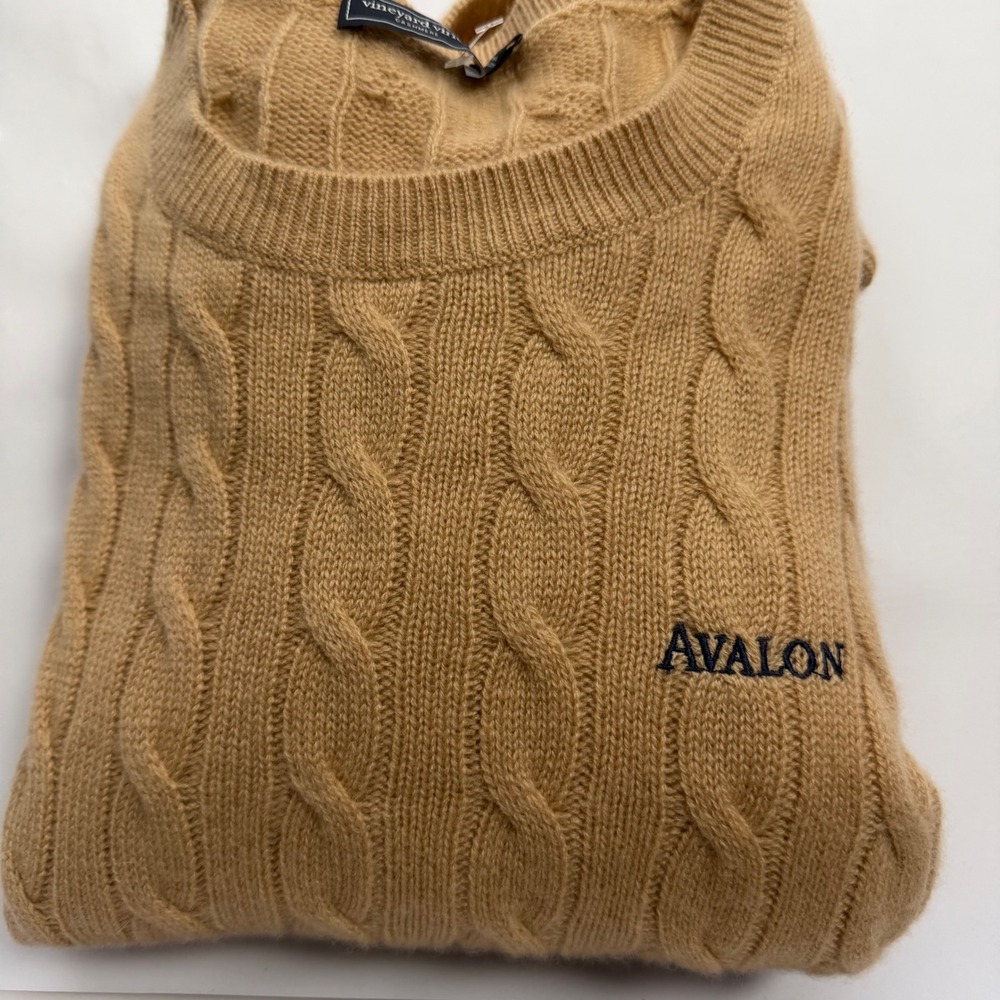 Vineyard Vines Cashmere Cable Knit Sweater Women Large Camel Old Money Preppy - Picture 10 of 10